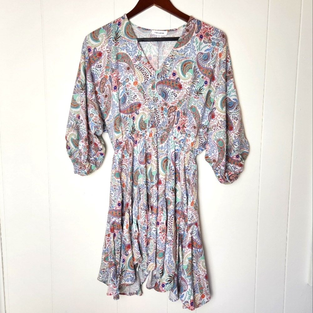 Mittoshop White Paisley Dress, Size Small